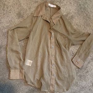 BCBG sheer button up shirt
